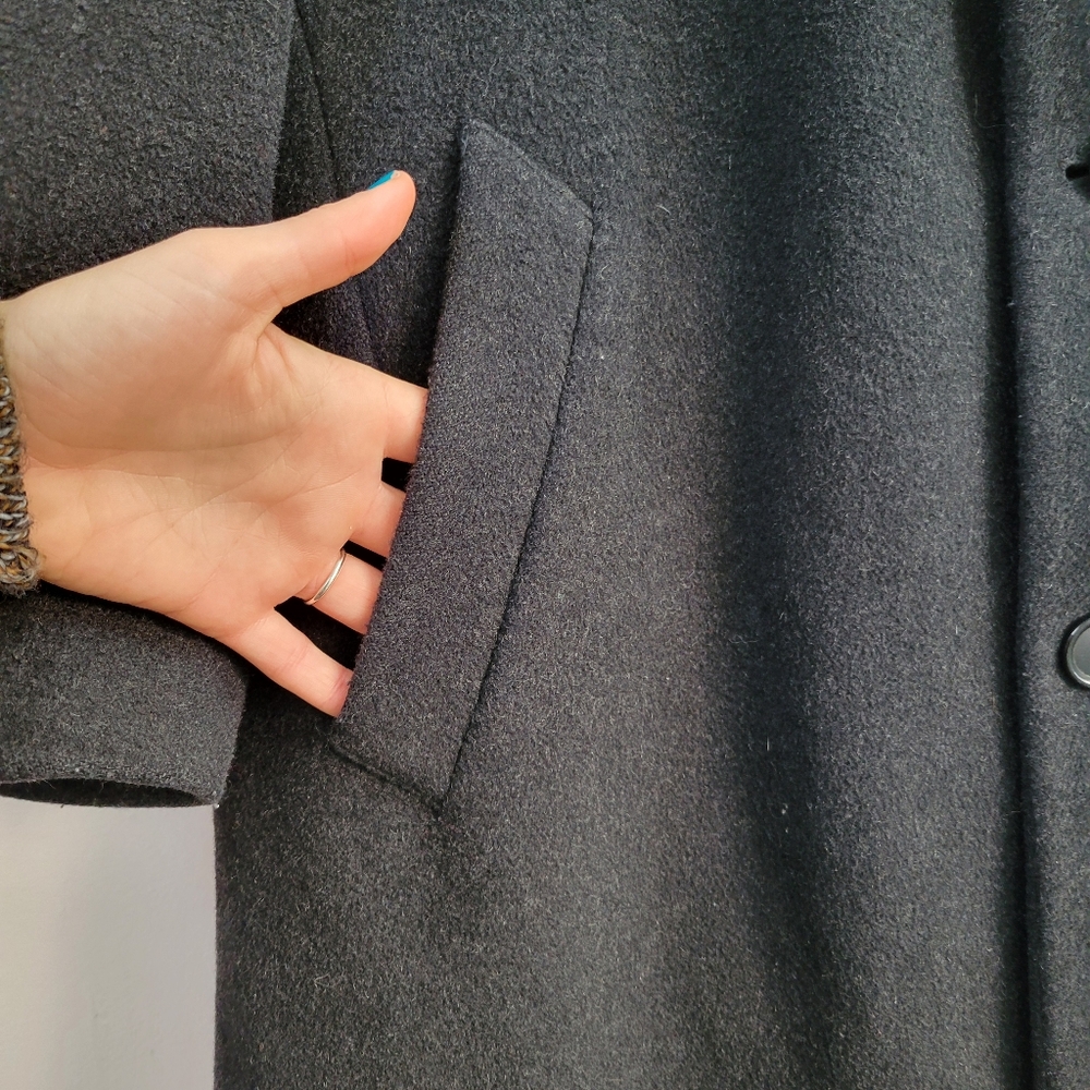 London Fog Wool Gray Trench Coat Men's Size L Formal Academia Classic Old Money - Picture 6 of 13